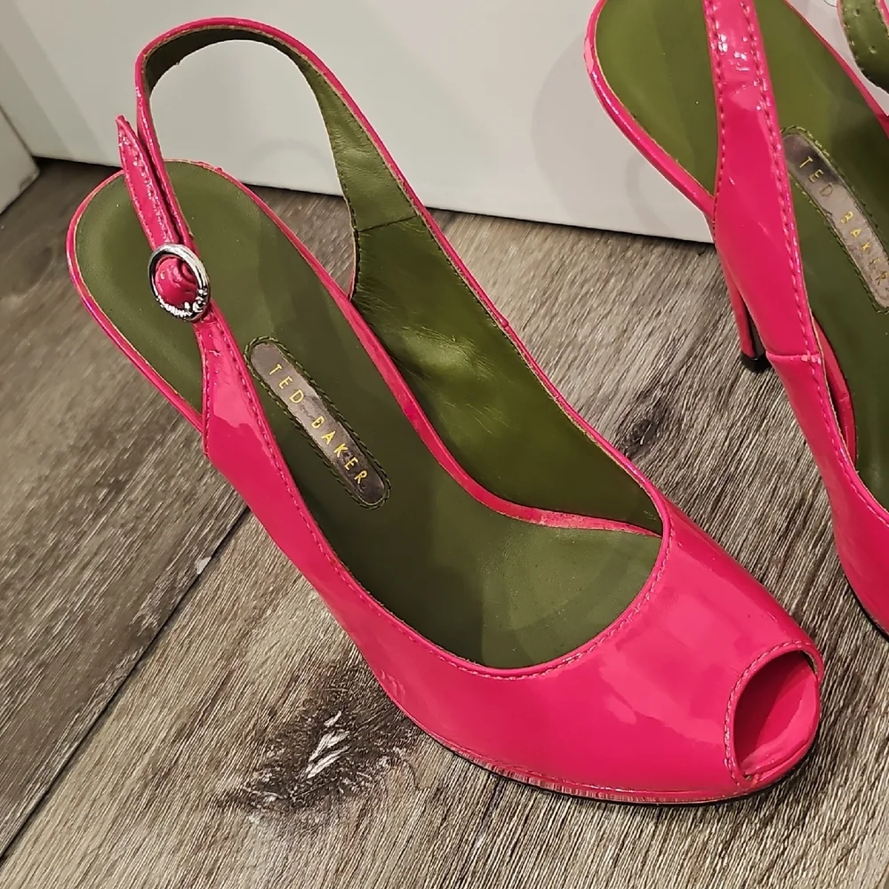TED BAKER Vibrant Barbie Pink Peep-Toe Heels